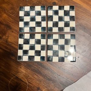 Black and White Checkered Ceramic Coasters